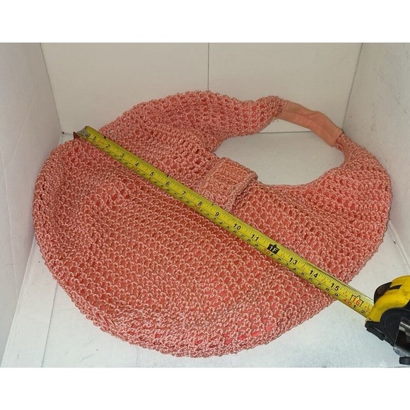 Peach Macramé BOHO Bag With Snap Flap Closure - Picture 2 of 13